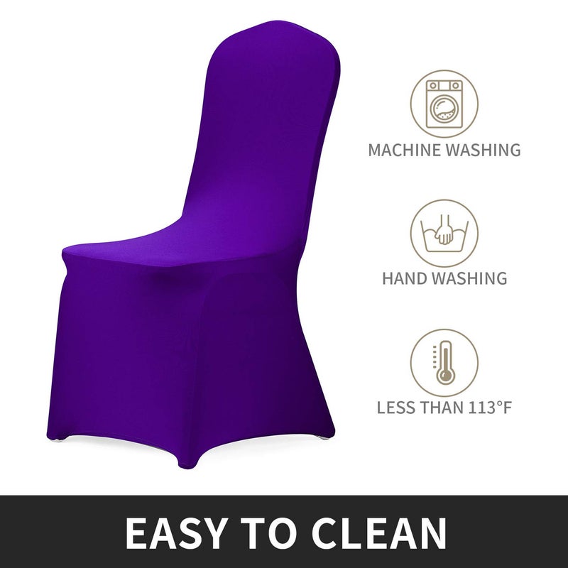 Peomeise Stretch Spandex Chair Cover for Wedding Party Dining Banquet Event (Purple, 25) - Image 3